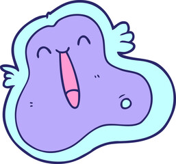 cartoon germ in bright neon color