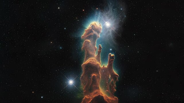 Carina Nebula Exploration A 4k Flight Through Orange and Blue Cosmic Clouds