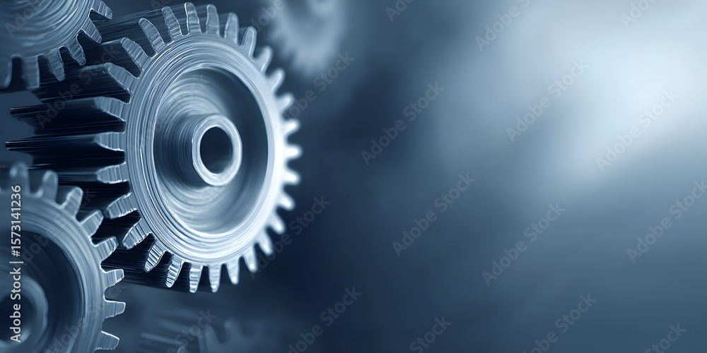 Poster gear cogwheel business abstract background banner with copy space, concept of mechanism productivity