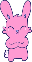 cute hand drawn doodle style cartoon rabbit in bright neon color