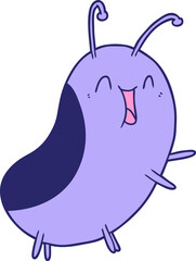 cartoon happy bug in bright neon color