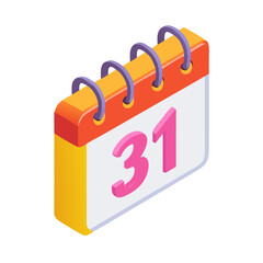  Isometric Calendar Icon Showing Date 31