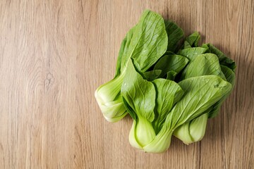 Fototapeta premium Green Pakchoi,Pak Choi,Bok Choy on wooden background