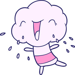 cute cartoon cloud head creature in bright neon color