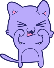 cartoon cat hissing in bright neon color