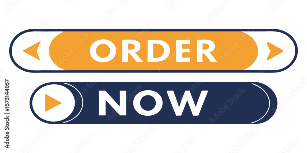 Poster call to action buttons vector set. modern order now button design with gradient fill and arrows. gra