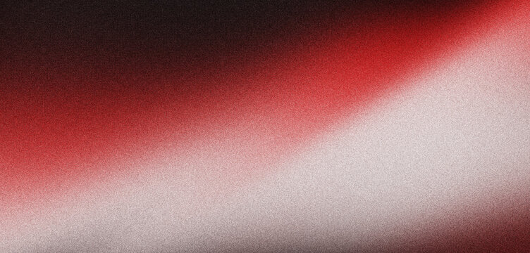 Red and white abstract gradient shape on black grainy background with blur and noise texture effect modern minimal banner design with copy space