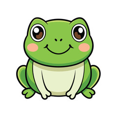 kawaii frog sitting with a big smile and blushing cheeks vector