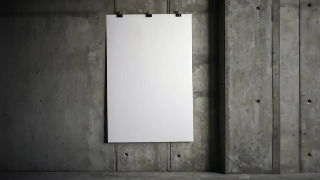 Blank poster on concrete wall, perfect for architectural visualization, indoors, design, and modern background. Copy space.