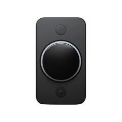 Black button with a white circle in the middle
