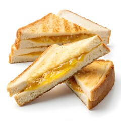 Delicious toasted sandwiches with sweet orange marmalade filling isolated on white background isolated on transparent background