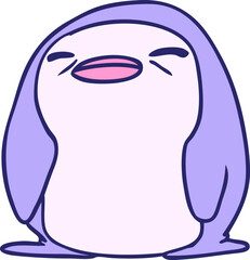 cartoon illustration kawaii of a cute penguin in bright neon color