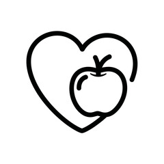 Apple Icon with Heart Symbol in Minimalist Style  