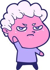 cartoon angry man in bright neon color