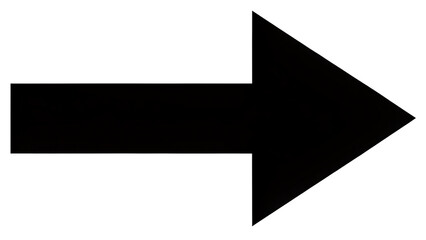 A bold black arrow points decisively to the right, a simple yet effective directional symbol isolated on transparent background
