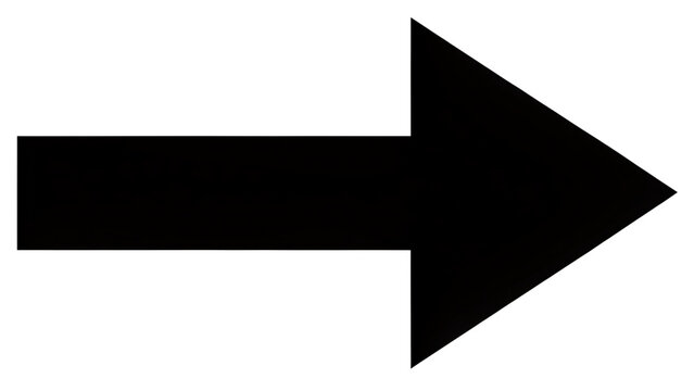 A bold black arrow points decisively to the right, a simple yet effective directional symbol isolated on transparent background