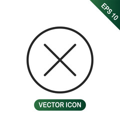 Cross sign icon. Delete or error symbol. Vector Illustration.