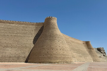 Stone walls around Buhkara Ark Citadel in Uzbekistan