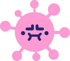 disgruntled virus in bright neon color