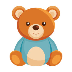 Obraz premium Cute cartoon teddy bear wearing a blue shirt sitting and smiling