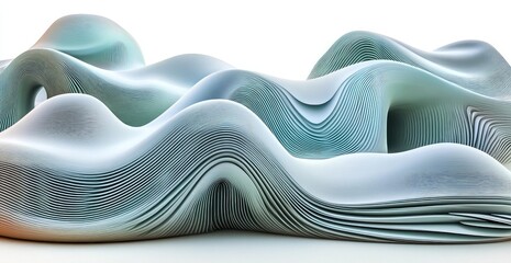 Abstract wavy forms in light teal and gray