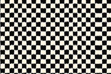 Fototapeta premium Seamless houndstooth pattern, classic two-tone broken check design, black and white or muted tones, sharp abstract shapes, elegant textile texture, tileable repeat, vintage fashion style