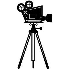 Obraz premium Cinematographer's camera stand on white background