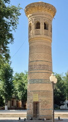 Famous minaret next to the mosque in Bukhara, Uzbekistan