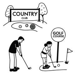 Funny cartoon man and woman silhouettes walking, one with a broken leg and crutch, illustrating sports injury and recovery
