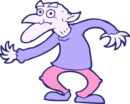 cartoon goblin in bright neon color