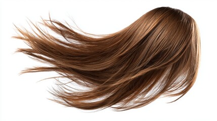 Long straight brown wig with flowing strands isolated on white background