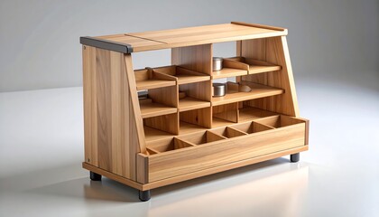 Wooden Storage Unit with Open Shelves for Organization and Display