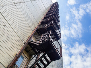 Fire escape at the end of a multi-story building