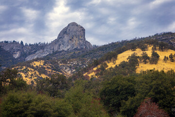 Moro Rock dominating the landscape in Sequoia National Park, California