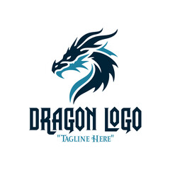 Royal Sea Dragon Logo in Blue for Fantasy Branding and Ocean-Inspired Identity
