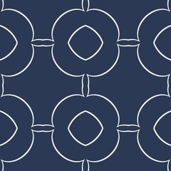 A series of interconnected floral motifs form a symmetrical pattern in white against a dark gray background. The design appears both modern and elegant, with a simplistic yet sophisticated arrangement