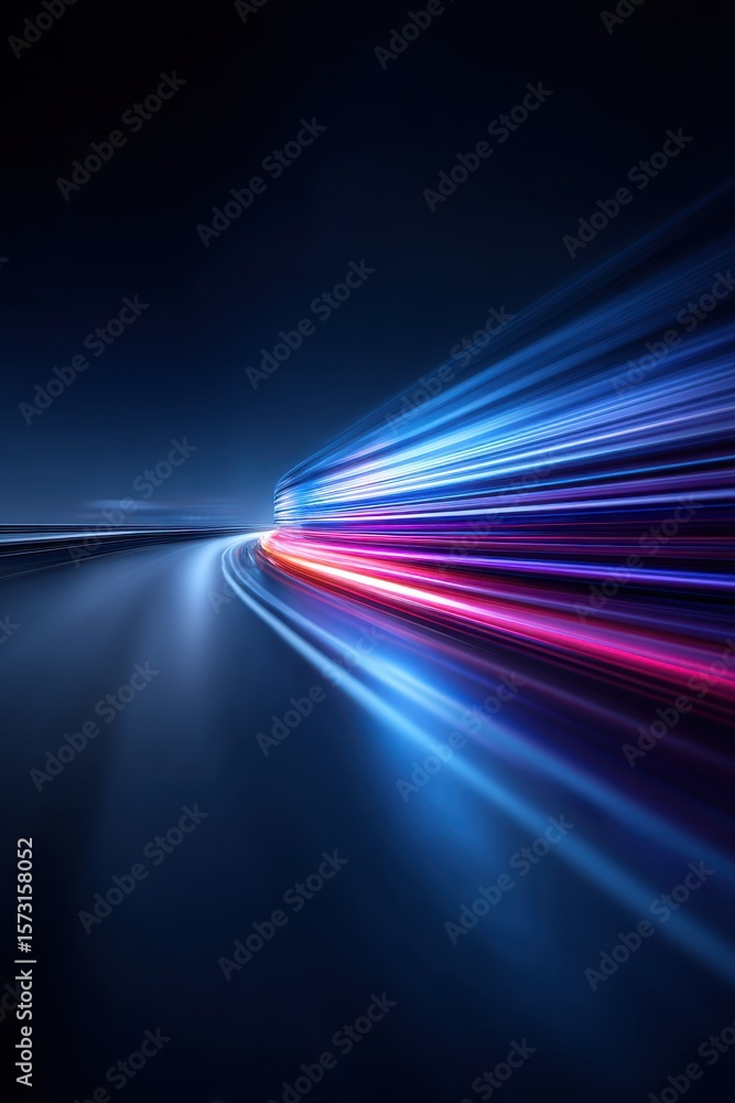 Poster abstract light trails creating dynamic speed effect on a dark background