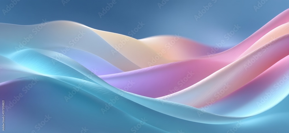 Poster soft pastel abstract gradients forming elegant flowing wave patterns