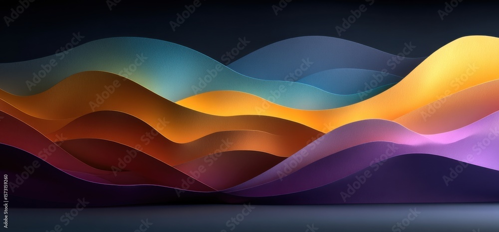Poster colorful gradient abstract waves creating a dynamic and artistic composition