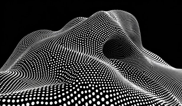 Abstract, textured, undulating form composed of a grid of dots