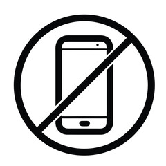 no phone sign icon, silhouette vector symbol for mobile restriction, quiet zones, and public etiquette