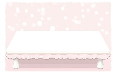 Empty pastel pink table with white trim