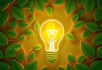 Intricate paper cut design of a lightbulb sprouting leaves, symbolizing eco-friendly energy,   artwork,   solar