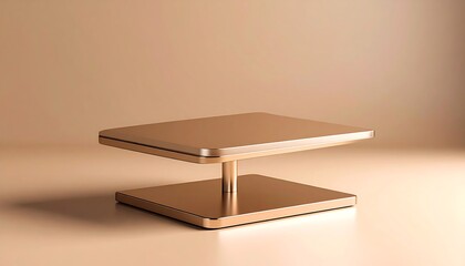 Abstract Golden Display Stand for Product Showcase with Elegant Studio Lighting