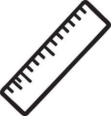 Simple Black and White Ruler Icon for Measurement and Geometry Related Designs and Illustrations minimalist