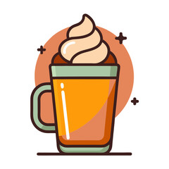 Cozy autumn beverage with whipped cream and festive accents