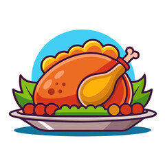 Delicious roasted turkey dinner with festive garnishes on a platter