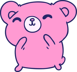 cartoon illustration kawaii cute happy bear in bright neon color