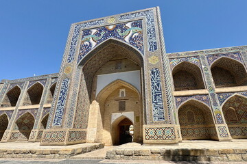 Beautiful blue madrasa in Bukhara, Uzbekistan
