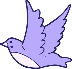 cartoon flying bird in bright neon color